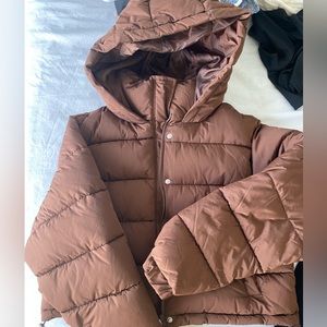 Brown cropped puffer